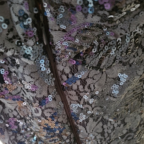 Blue Lace and Sequin Embellished Gown - Picture 14 of 17